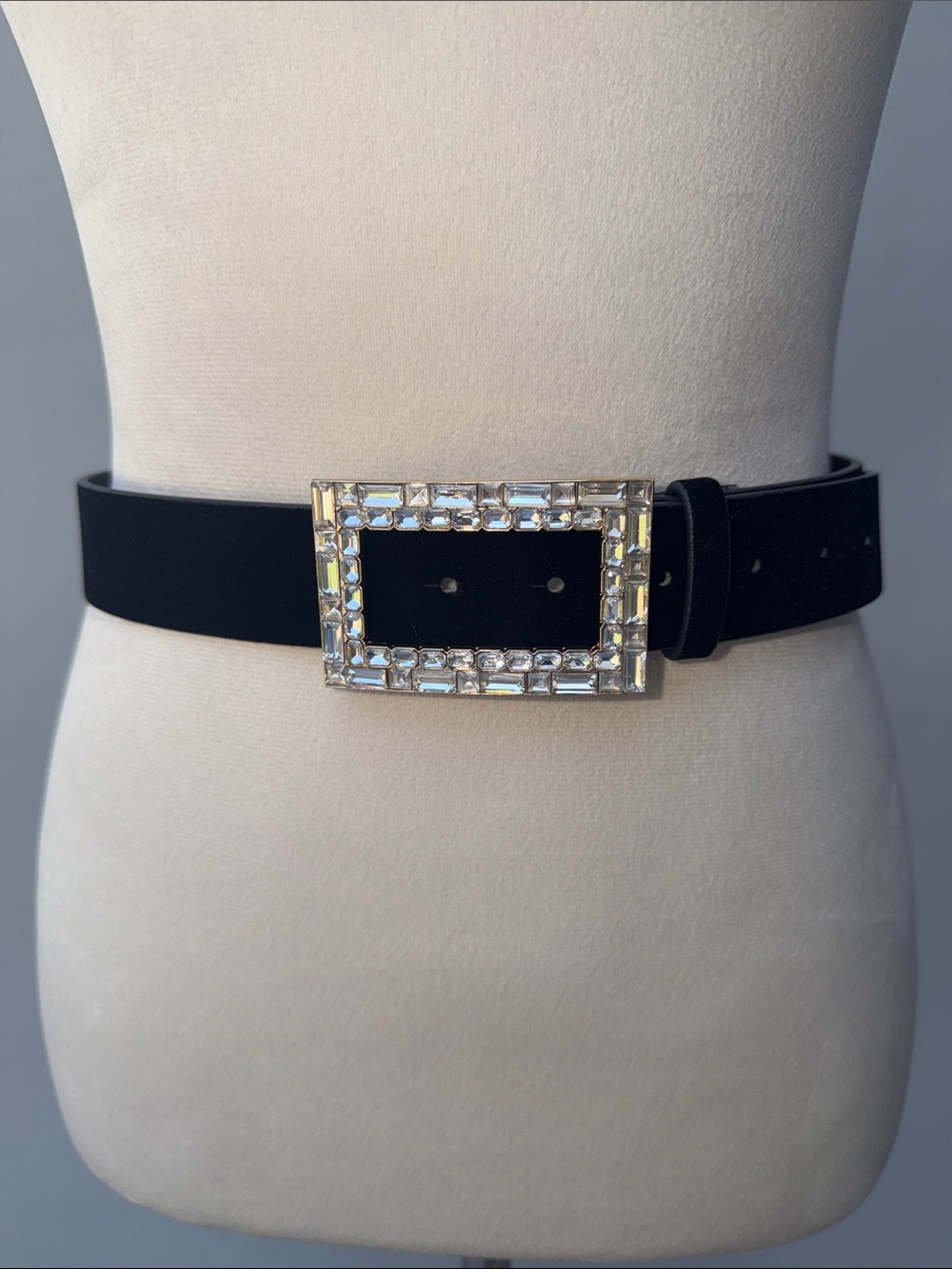 ZARA Velvet Leather Belt Embellished Jewels Rhinestone BLING 80 Small Mesium
